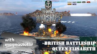 World of Warships Gameplay - A Royal Spanking. The British Battleship Queen Elizabeth.