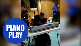 Girl with no arms and legs plays piano in front of a crowd in this emotional clip