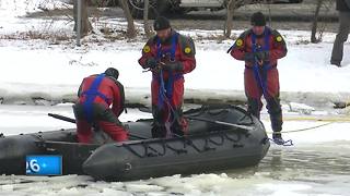 No body recovered after person falls through ice