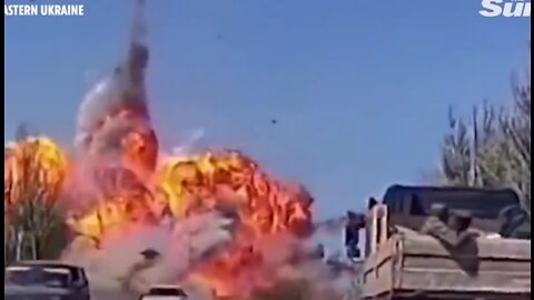 Russian tank explodes hurling turrent 250 ft into the air after ukrainian missile strike