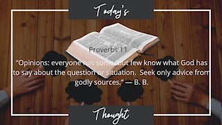 Today's Thought: Proverbs 11 "Opinions: everyone has some"