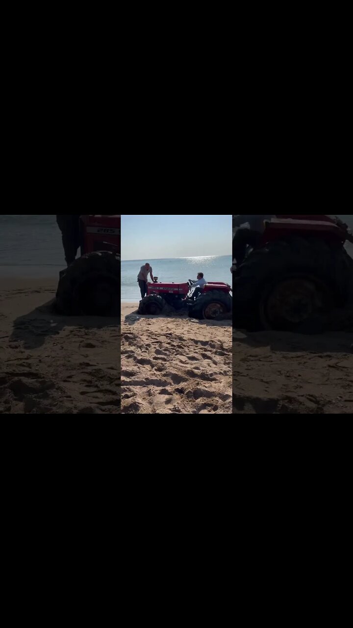 Tractor Stuck In the Sand Sinking