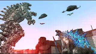 Godzilla vs kong vs Roboting Godzilla Fight Animination