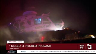 1 dead, 3 hurt in crash off I-15 in Deer Springs area