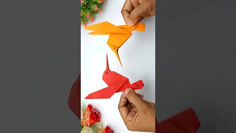 Paper Hummingbird || Origami Birds Making For School Project Crafts #shorts