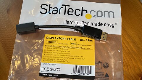 Look at @ StarTech.com 6in 15cm DisplayPort to Mini DisplayPort Cable Adapter DP Male to MDP Female