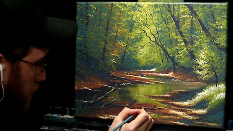 Acrylic Landscape Painting of a Forest Stream - Time Lapse - Artist Timothy Stanford