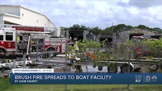 Brushfire spreads to boat building facility in Fort Pierce