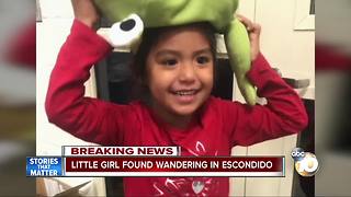 Little girl found wandering alone in Escondido