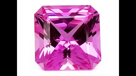 Chatham-created square radiant cut pink sapphire: Lab grown square radiant pink sapphire