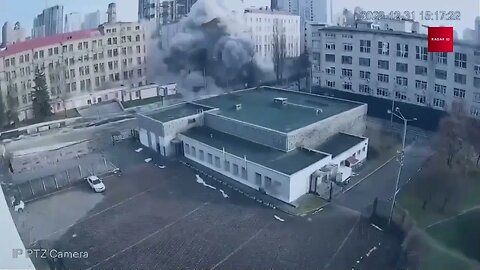 A cruise missile hitting the Alfavito Hotel in Kyiv, Ukraine