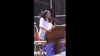 AOC launches into a screaming rant, accidentally knocking over her microphone