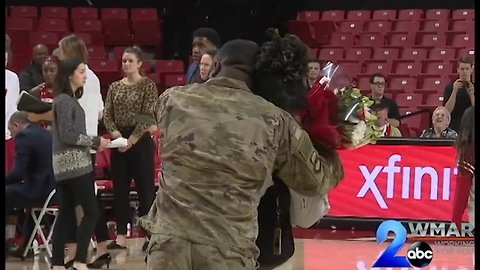 The game plan: Soldier surprises girlfriend at Terps Women's Basketball game