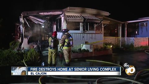 Fire destroys home at El Cajon senior living complex