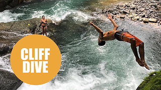 Divers who jump off some of the biggest waterfall cliffs in Costa Rica