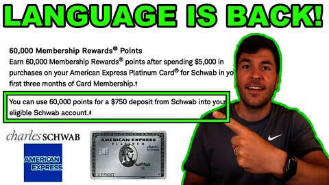 SCHWAB AMEX PLATINUM UPDATE: LANGUAGE IS BACK! (June 23, 2021)