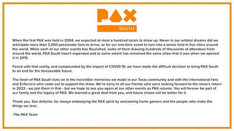 Pax South Cancelled 2021