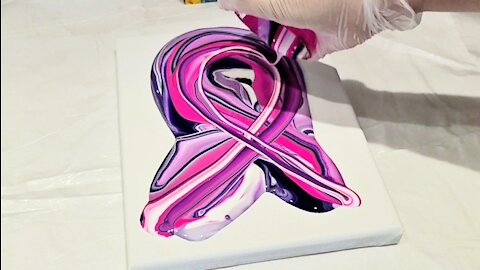 Pink ribbon pour painting for Breast Cancer Awareness Month