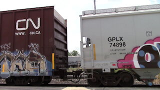 CN 3815 & CN 2891 Engines Manifest Train Westbound In Sarnia Ontario