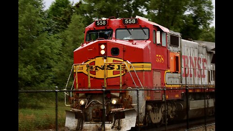 Two trains passing close together - Staples Subdivision