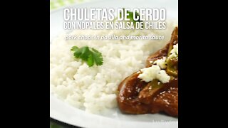 Pork Chops with Nopales in Chilli Sauce