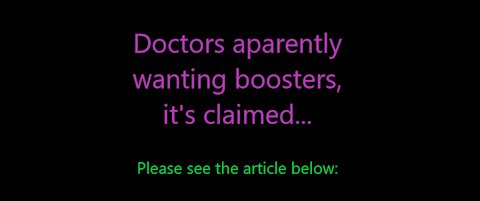 Booster shots are wanted by doctors, aparently