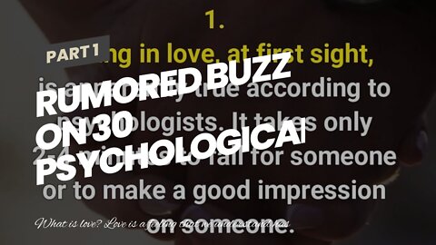 Rumored Buzz on 30 Psychological Facts About Love, That You Didn't Know