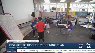 Chula Vista elementary school district is to discuss their plan to bring students back to school