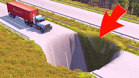 Cars vs Giant Pit – BeamNG.Drive