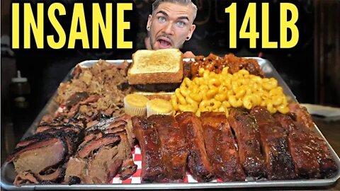 IMPOSSIBLE 14LB BBQ PLATTER CHALLENGE | The "Butt Buster" | Brisket, Ribs, Pulled Pork | Illinois