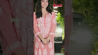 Rashmika looks cute in PINK Kurta as she Happily poses for the paps #shorts #rashmikamandanna