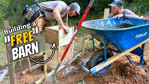 Building a barn with ONLY stuff we already have! PART 1 the foundation