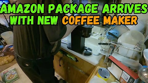 Amazon Package Arrives With New Coffee Maker