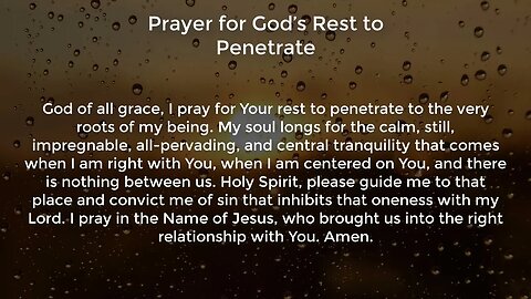 Prayer for God’s Rest to Penetrate (Prayer for Peace of Mind)