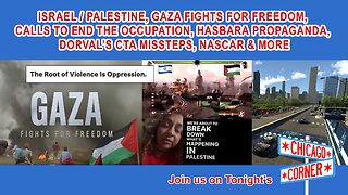 Israel-Palestine, Gaza Fights For Freedom, Call to End Apartheid, Hasbara, CTA Dorval, NASCAR & More