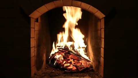 Crackling Fireplace Burning w Snow Storm & Howling Wind Outside Relaxing Background Sounds HD