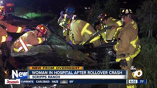 Woman rescued from car after rollover crash in Scripps Ranch