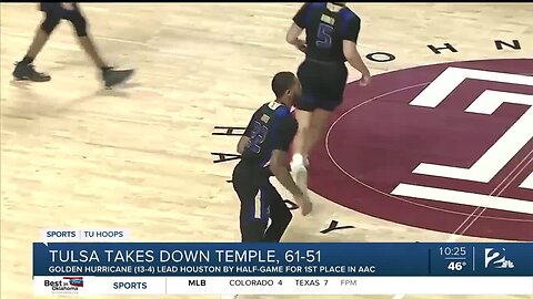 Tulsa takes over 1st place in AAC with 61-51 win over Temple