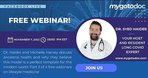 Free Webinar on lifestyle medicine and ancestral health with Dr. Haider and Michelle Harvey