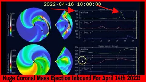 Very Strong Coronal Mass Ejection 90 cm/3 Inbound For April 14th 2022!