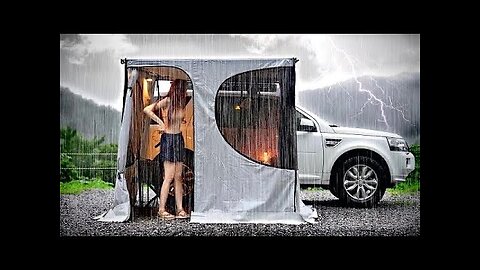 Non Stoping rain sound for relaxing || Heavy rain mountain top solo car camping
