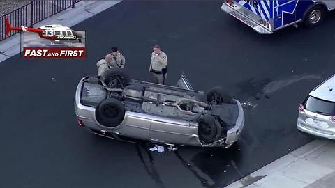 Car flips during crash near Fort Apache, Warm Springs