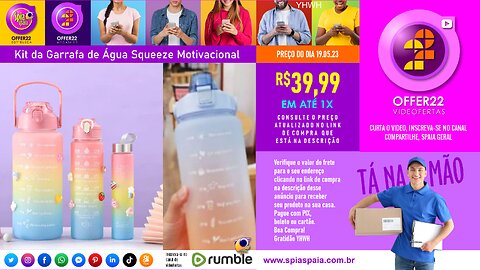 Kit da Garrafa de Água Squeeze Motivacional