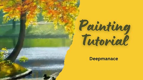 Painting the Lake Scenery with Autumn Coming / Acrylic Painting