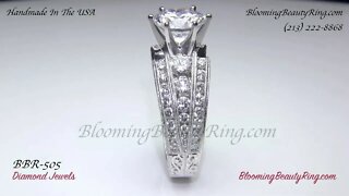 Artisan Etched Trinity Diamond Euroshank Engagement Ring