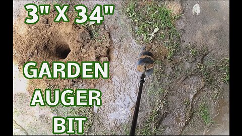 3" by 34" Garden Auger Bit for Planting Bulbs, Drilling Holes in Dirt