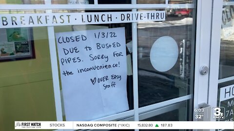 'Over Easy" Restaurant is closed to due burst water pipes