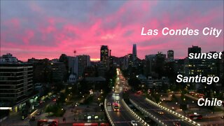Las Condes City sunset in Santiago Chile