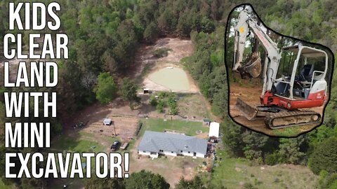 Kids Clear Land With Mini Excavator!