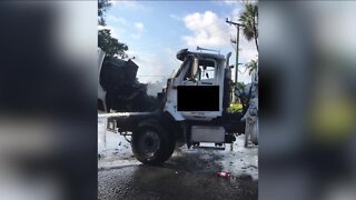 Truck catches fire near Naples Olive Garden